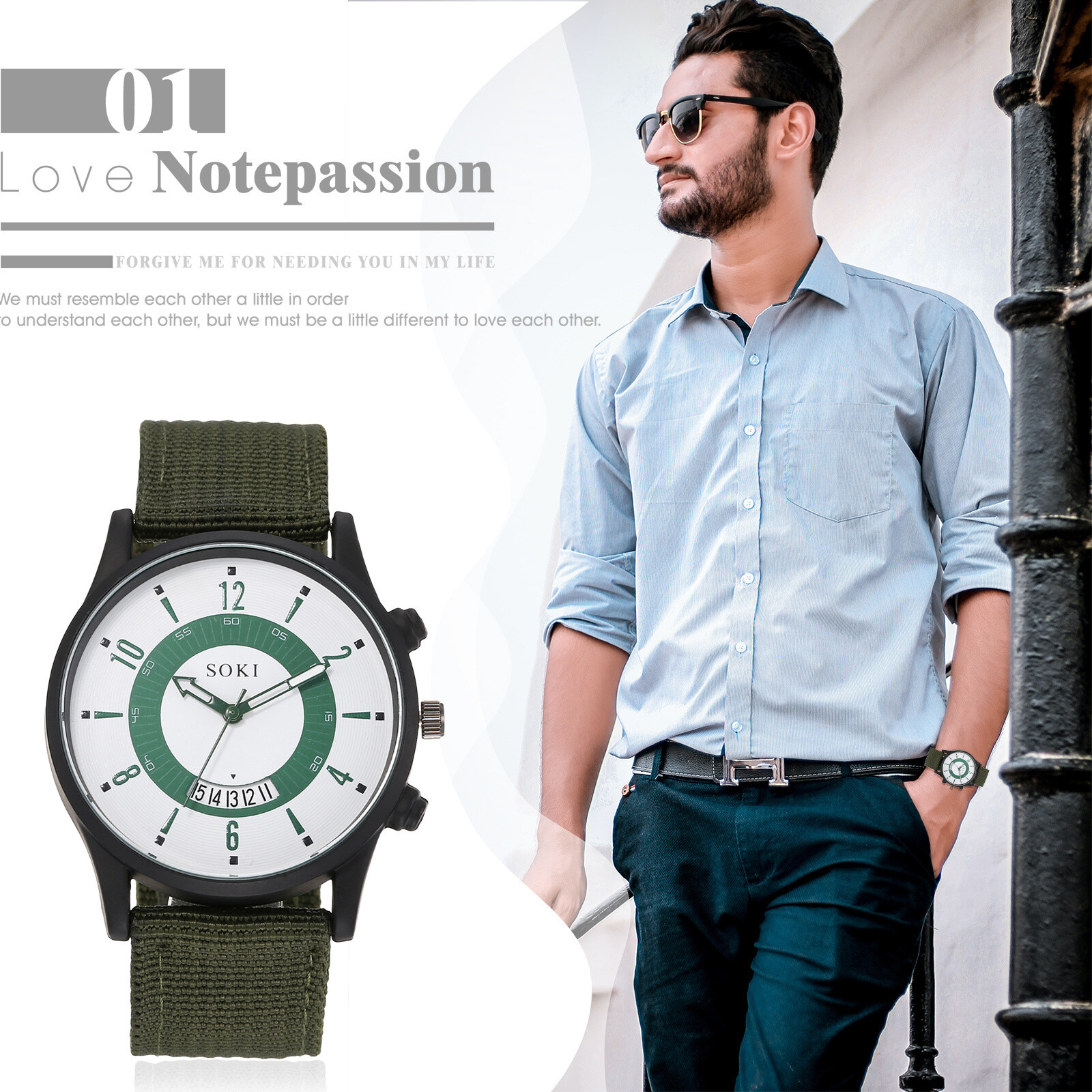Men’s Casual Simple Arabic Numberals Dial Nylon Strap Sports Quartz Wrist Watch