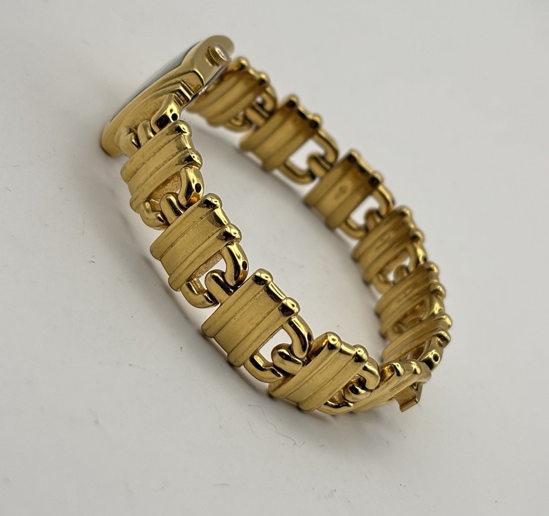 Bulova Watch Women 18mm Gold Tone 97T39 Square Silver Dial #8.4