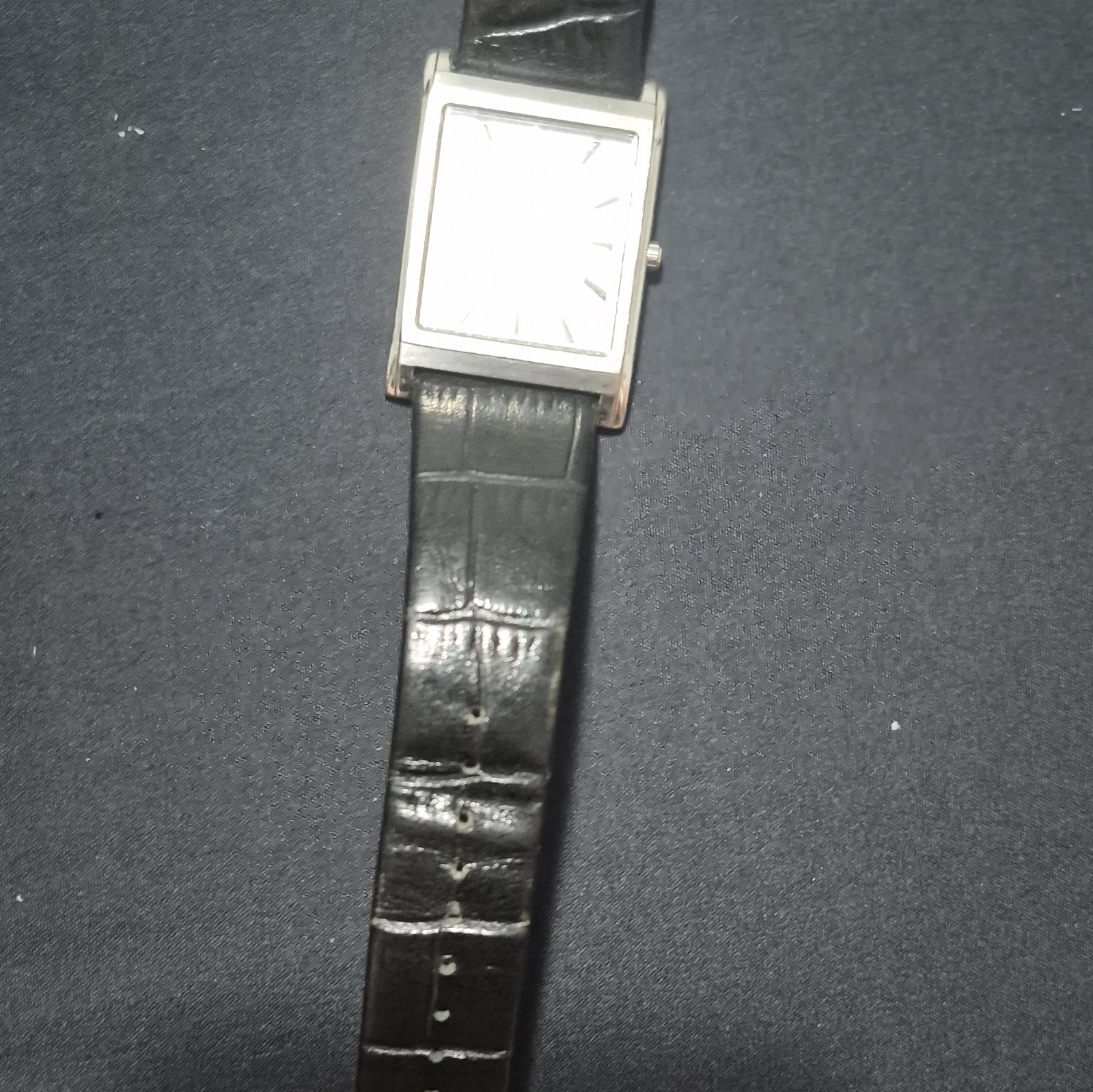 Bulova Women’s Rectangular Quartz Watch – Stainless Steel, Black Leather, WR