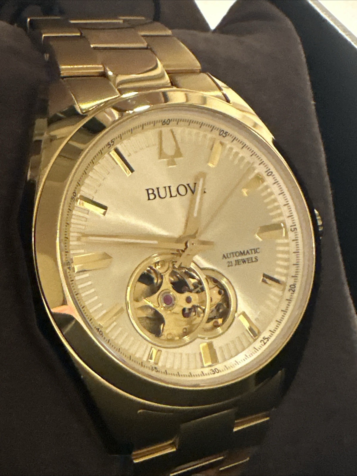 Bulova Men’s Classic Surveyor Automatic Gold Stainless Steel Watch 39 MM 97A182