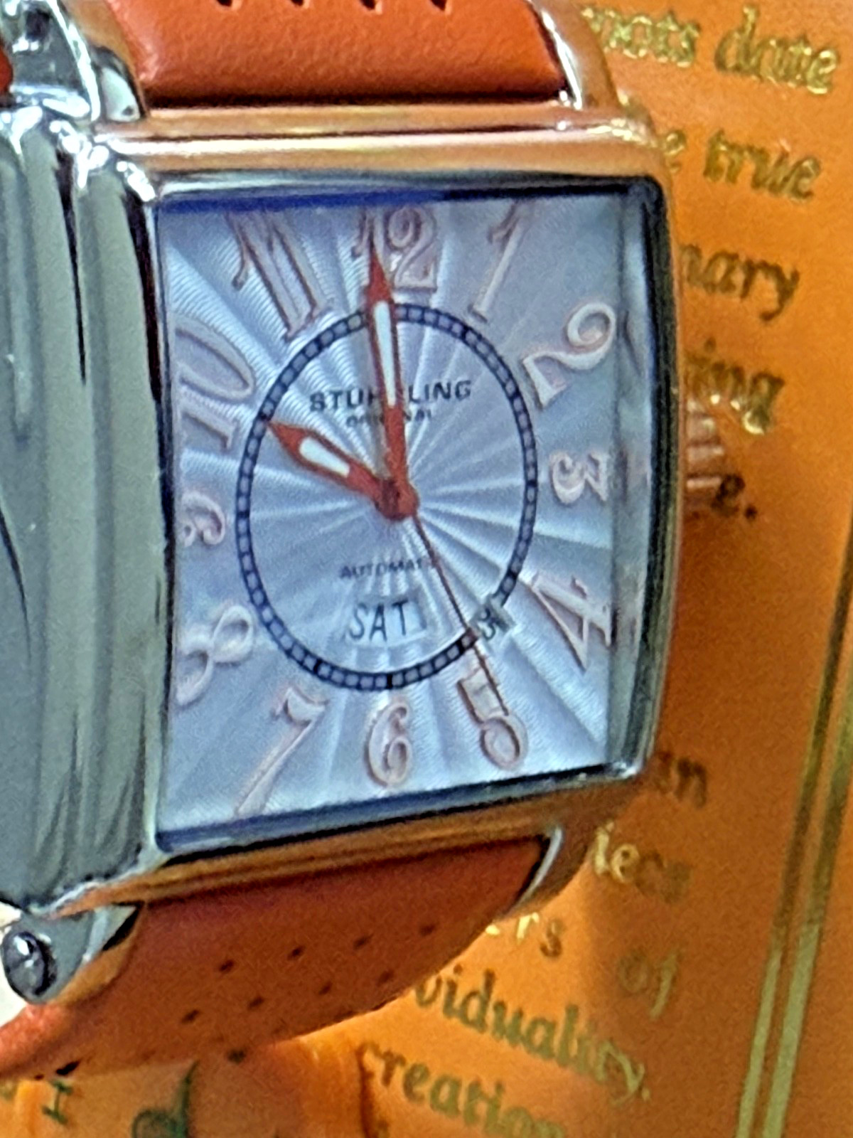 STUHRLING ORIGINAL MEN’S WATCH LARGE SQUARE DIAL 38X42 mm. NEW OLD STOCK