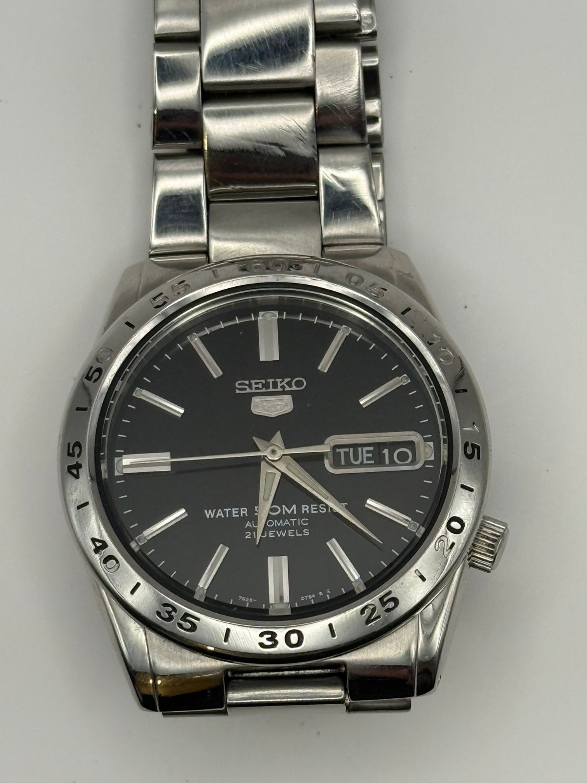 Vintage Seiko 5 Mechanical Black Dial SS 21 Jewels 7S26-02T0 Japan