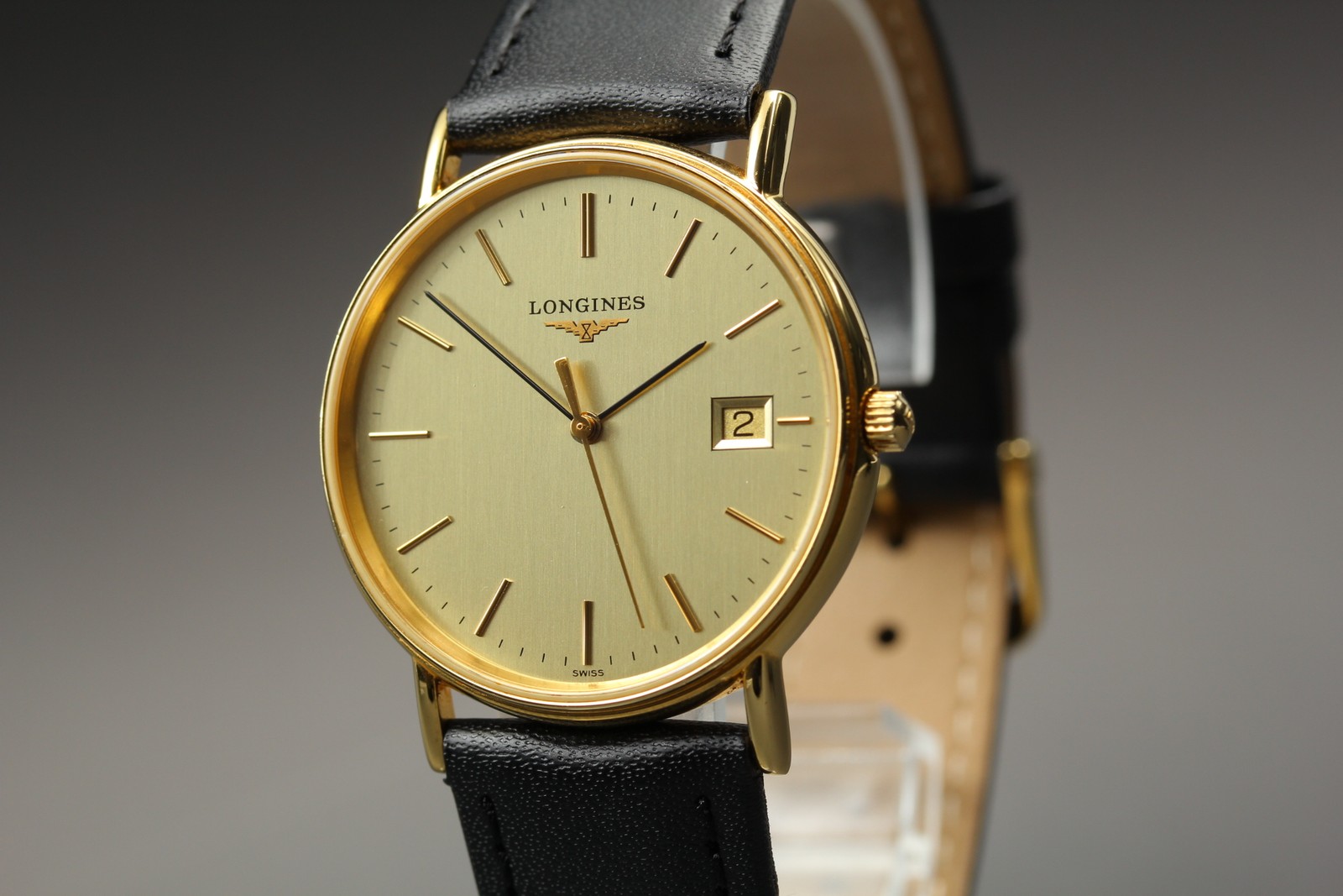 [Near MINT] LONGINES L4.720.2 33mm Gold Dial Date Quartz Men’s Watch