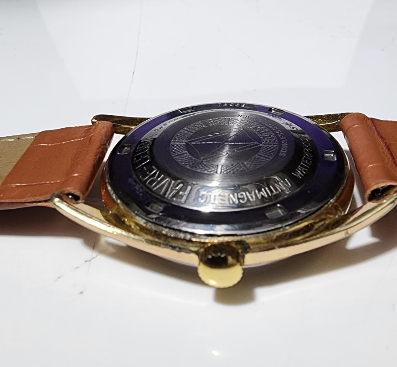 Vintage Favre-Leuba Daymatic Automatic Swiss Gold Dial Date Men’s Watch 21Jewels