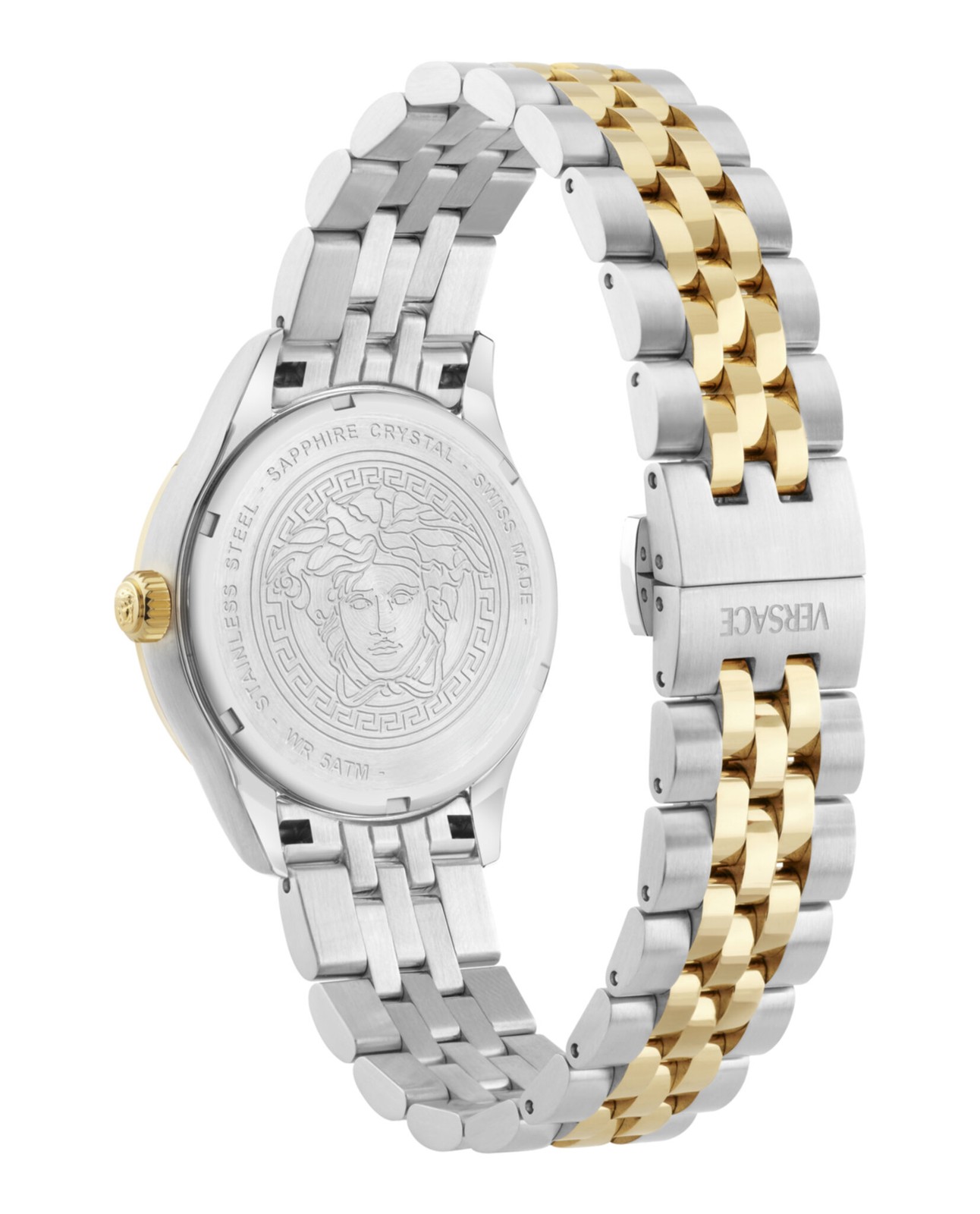 Versace Women’s Hellenyium Swiss Quartz Watch, Green Sunray Dial, Two-Tone