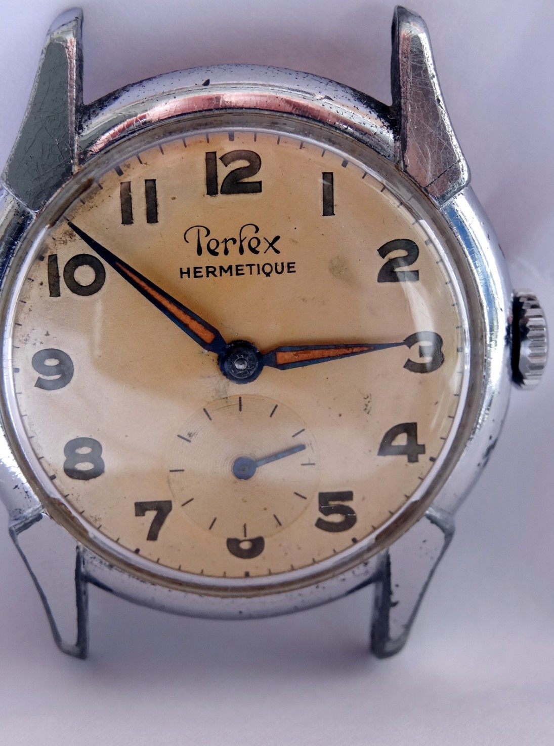 Perfex Hermetique Cal. Cupillard 233, Rare Case Maker, Crab Style, Patina, Works