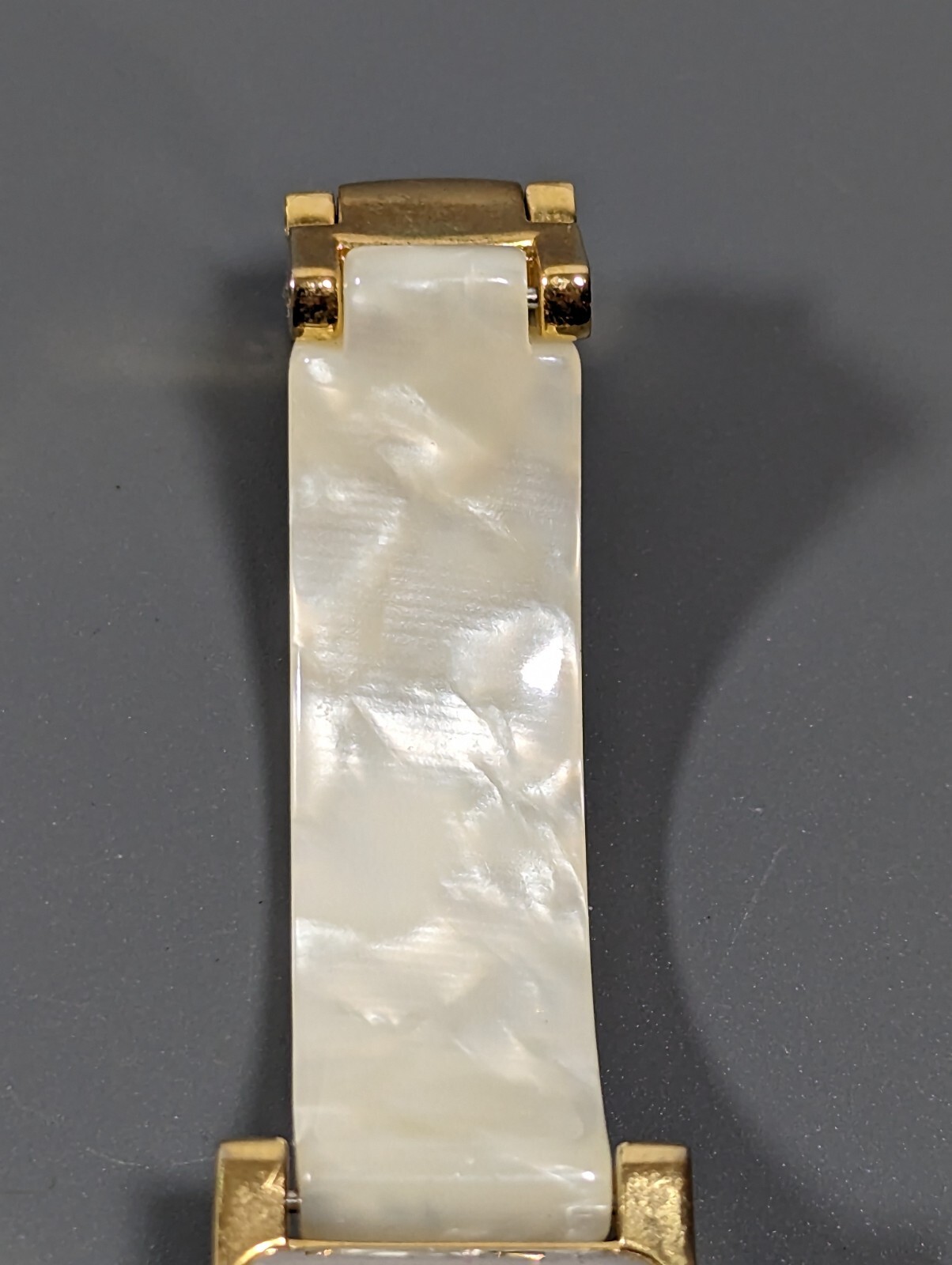 Massini Gold Tone Dial Rectangle Case White Band Watch