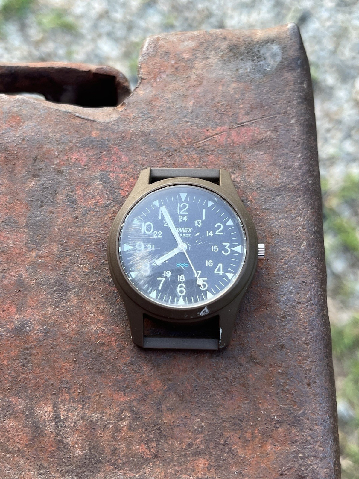 VTG Brown/ OD Timex Camper Fixed Lugs Men Field/Military Watch Band New Battery