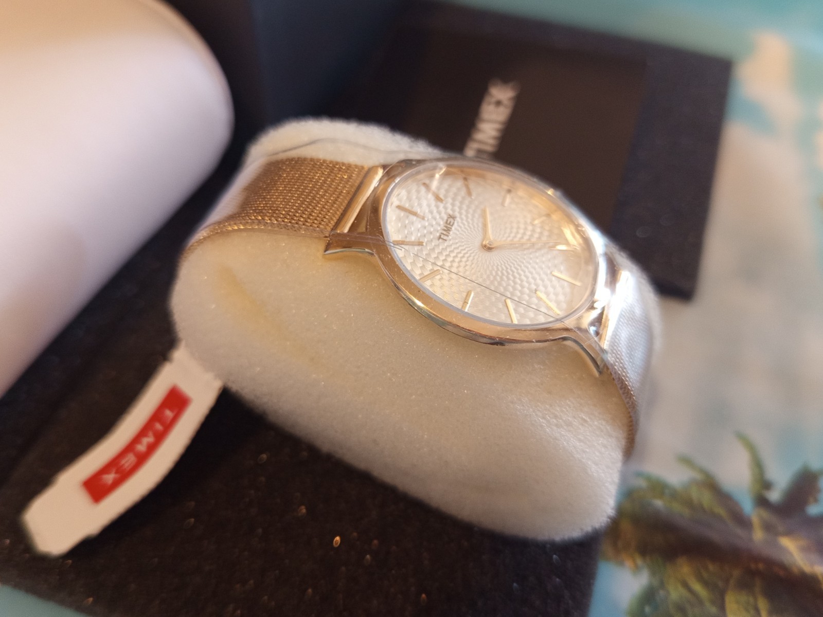 Timex Skyline 34mm Gold Mesh Bracelet Watch TW2R36100D7 NEW Wristwatch