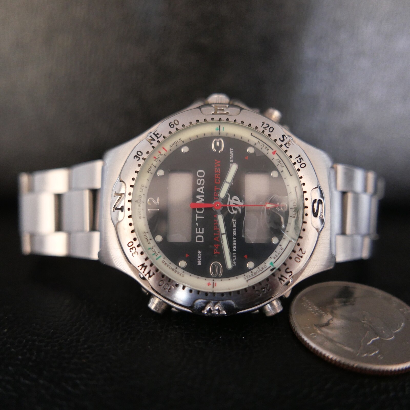 de’Tomaso F4 ALPHA JET CREW Watch !!! Crystal has chip