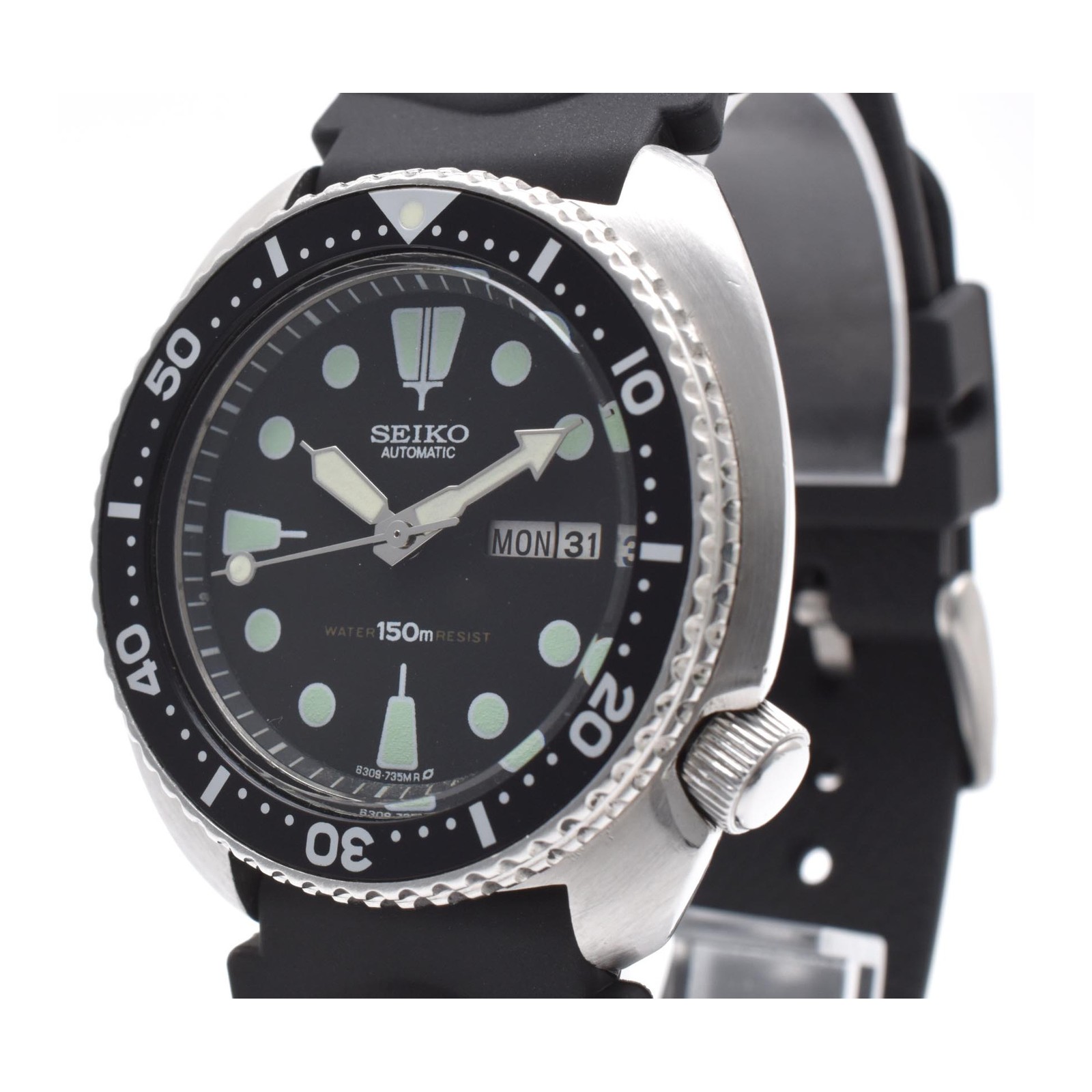 SEIKO Turtle 6309-7040 Automatic Vintage Diver Watch 150m Day Date Black 44mm