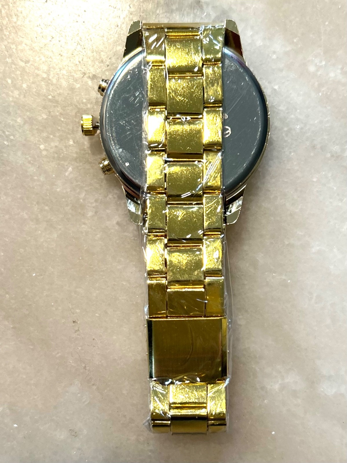 Men’s Fashion Dress Designer Wristwatch Black Gold Metal Bracelet