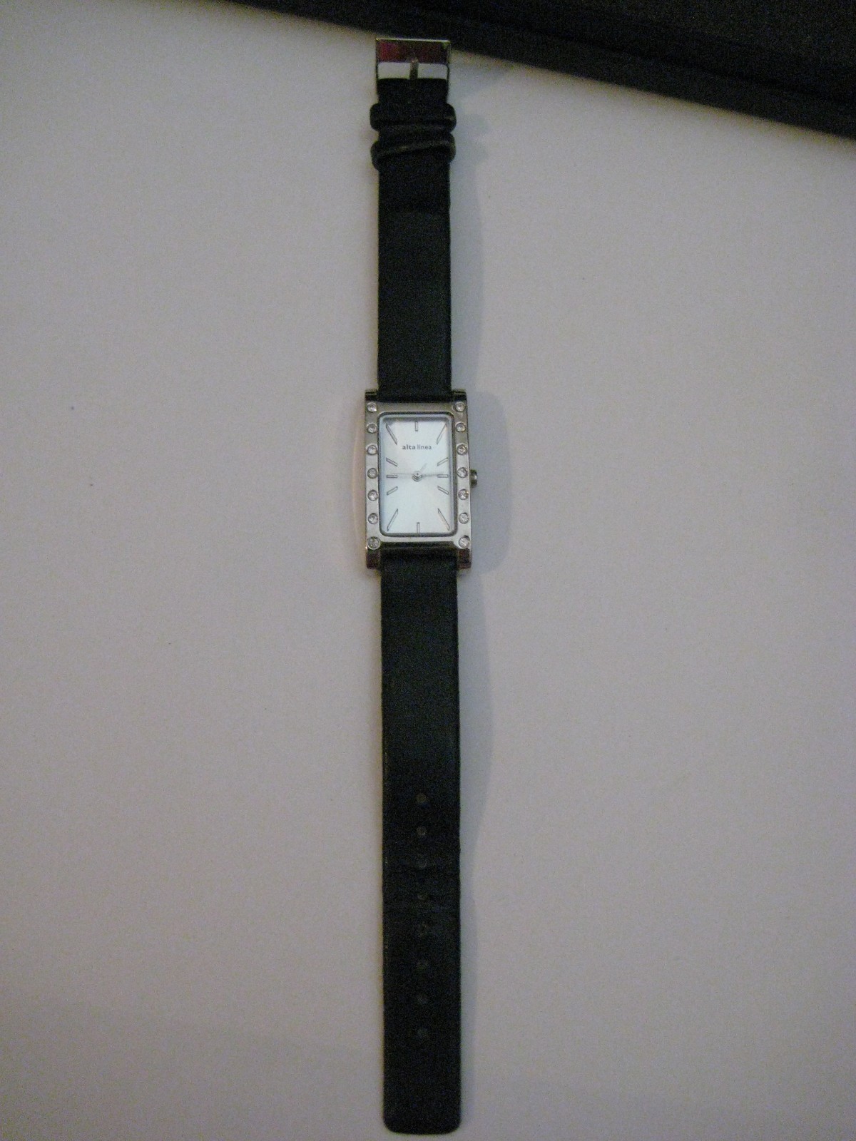 ALTA LINEA womens watch Black LEATHER band Faux Diamonds jewelry AUSTRALIA Time