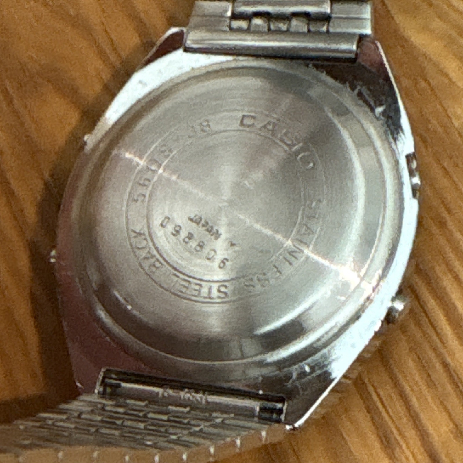 Casio 56QS-38 Digital Quartz Day/Date Square Watch, Silver Stainless Bracelet