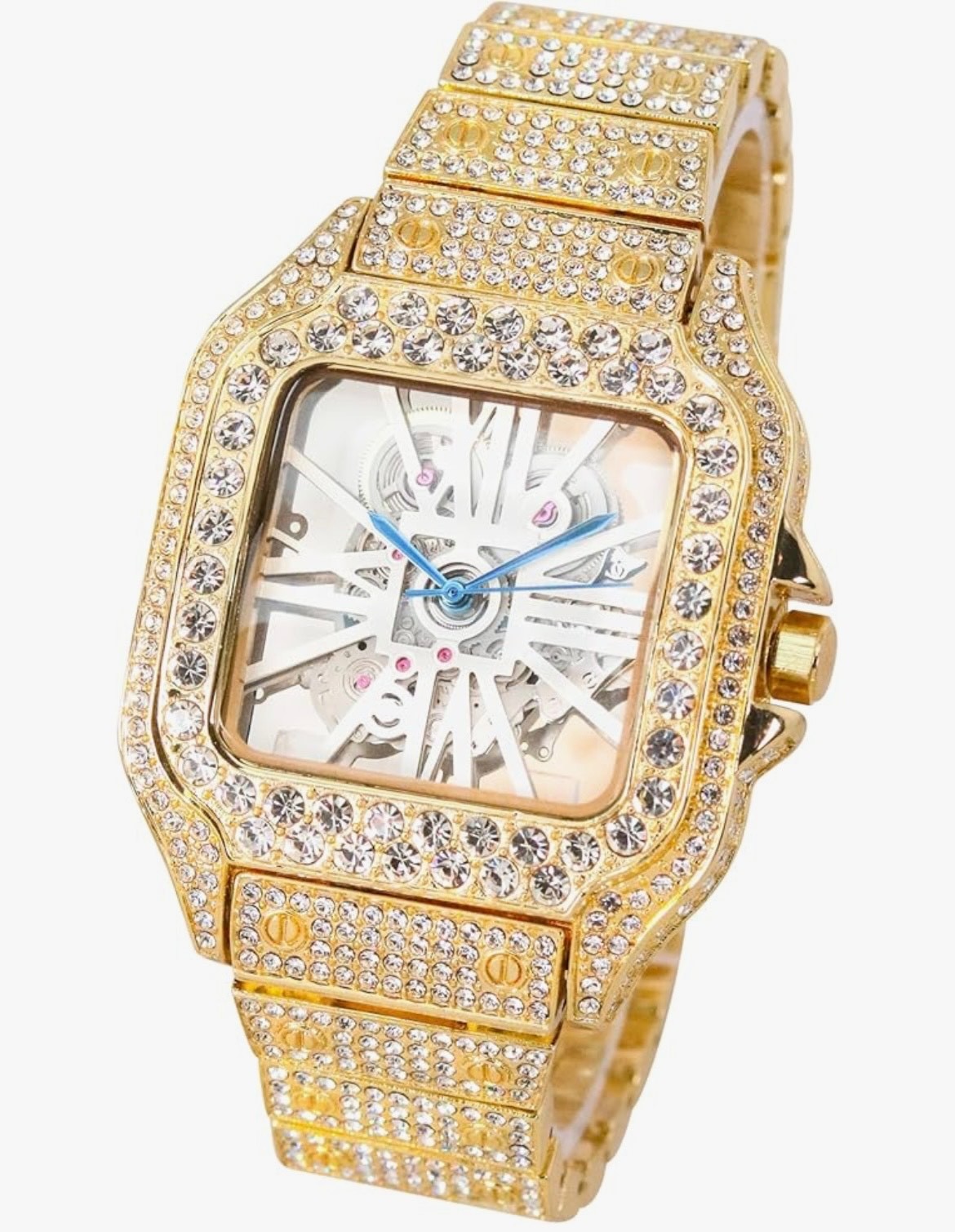 Skeleton Gold Dial VVS Iced Out Diamond Designer Watch Hip Hop Watch Fashion