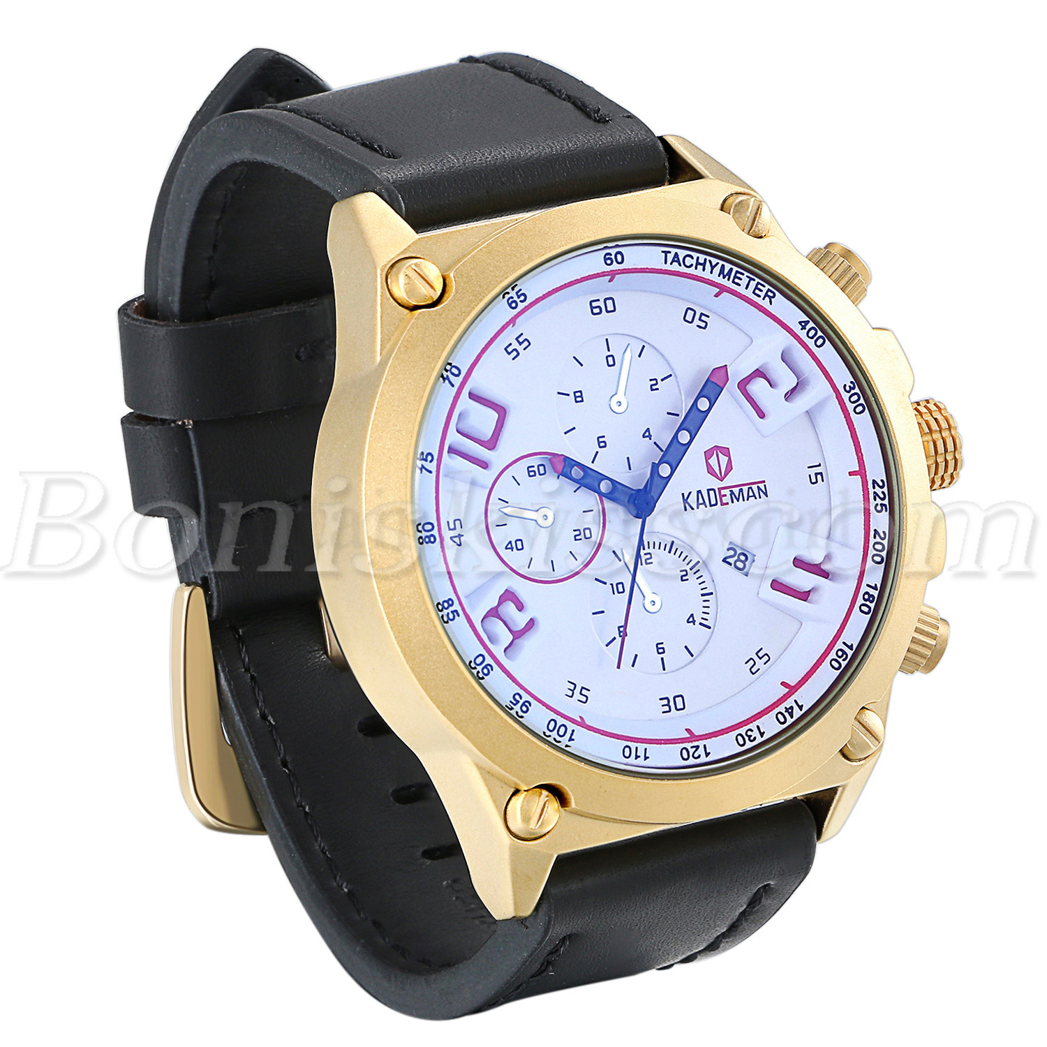 Men’s Retro Arabic Numberals Leather Strap Sport Quartz Date Analog Wrist Watch