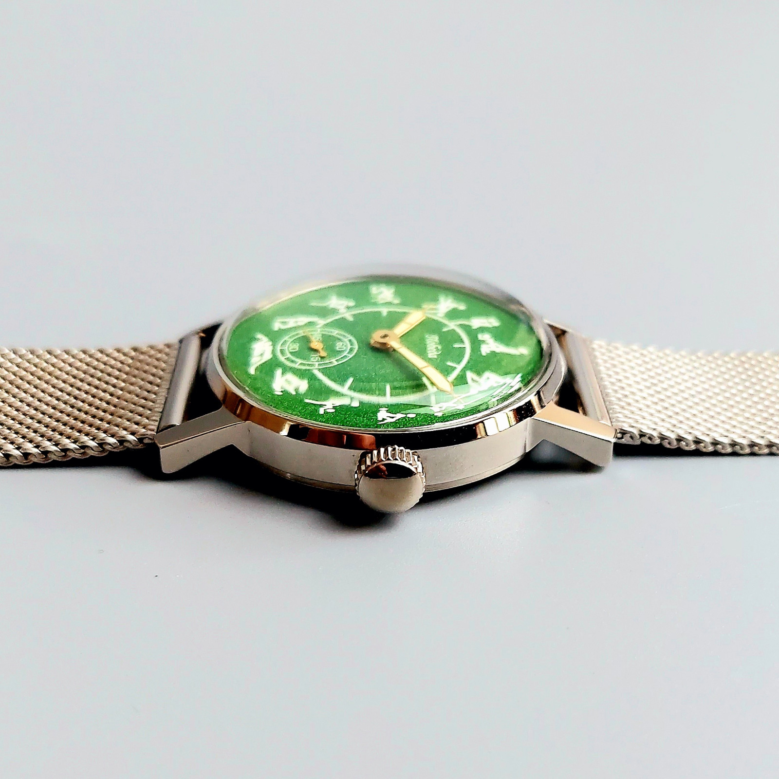 Rare Soviet Pobeda Watch Vintage Mechanical Men’s Wristwatch Green Dial Serviced