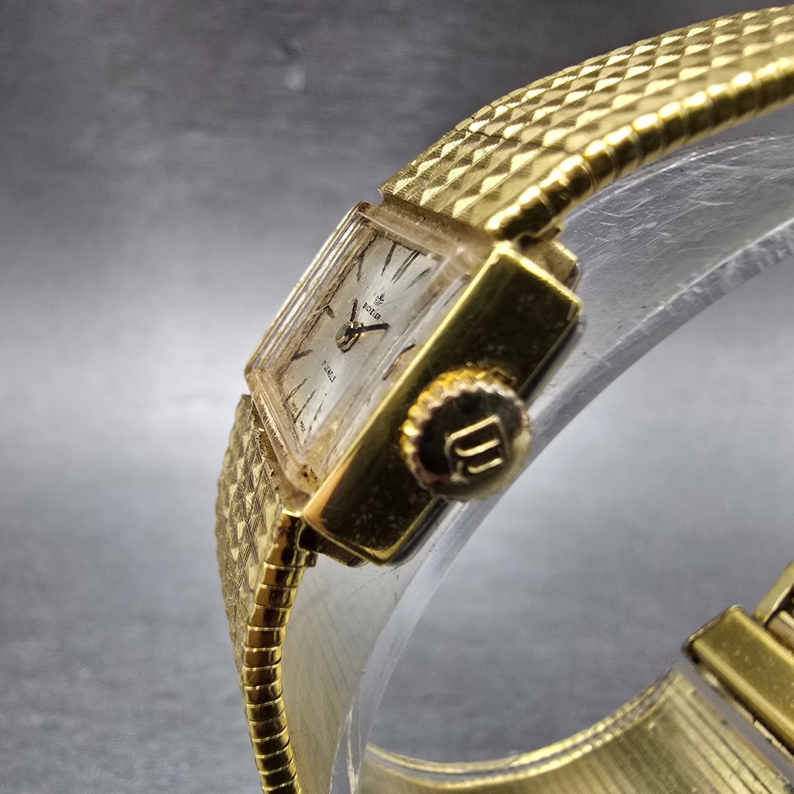 Bucherer Watch Women 16mm Silver Dial Gold Plated Manual Wind Runs Vintage