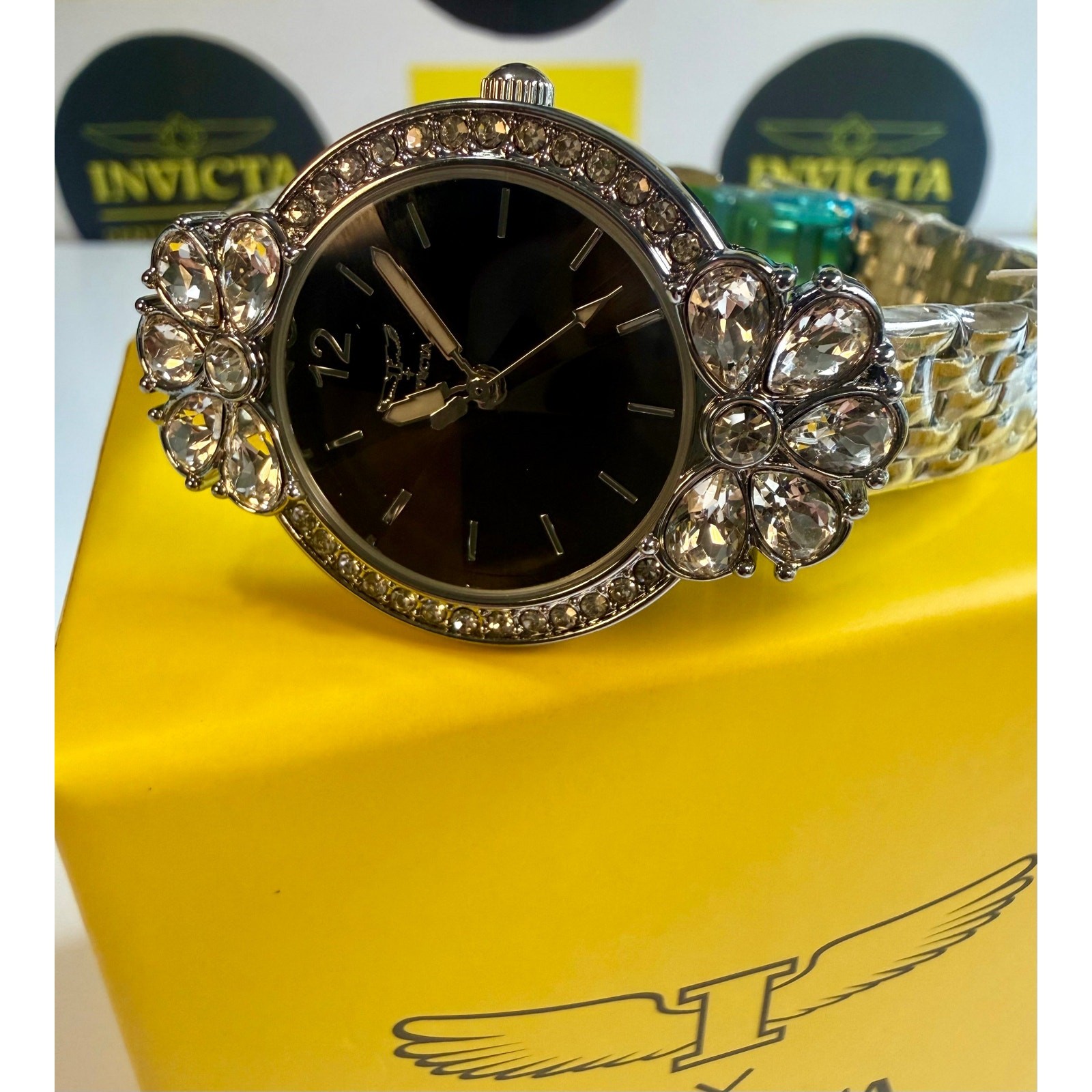 INVICTA WILDFLOWER 69112 BLACK DIAL 30mm STAINLESS STEEL QUARTZ WOMEN’S WATCH