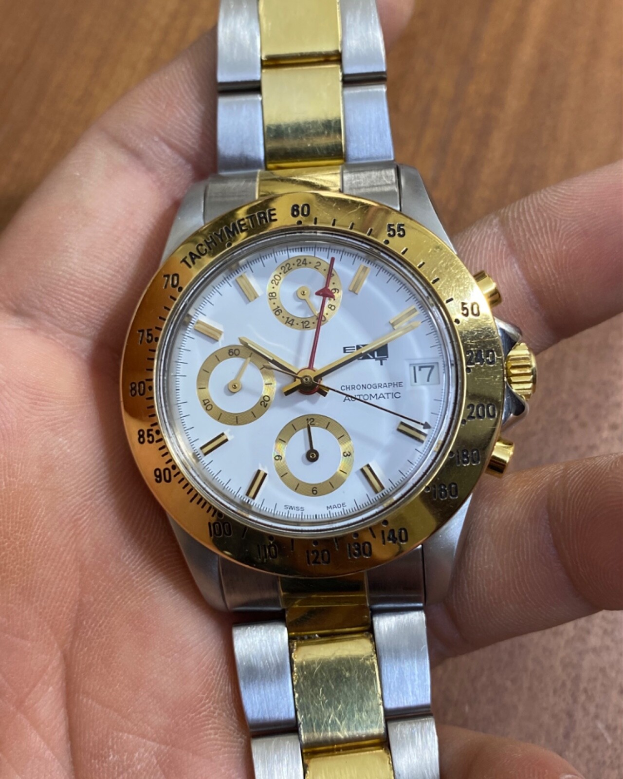 vintage EXALT watch Chronograph Lemania 5100 Automatic Date Demi PLS READ