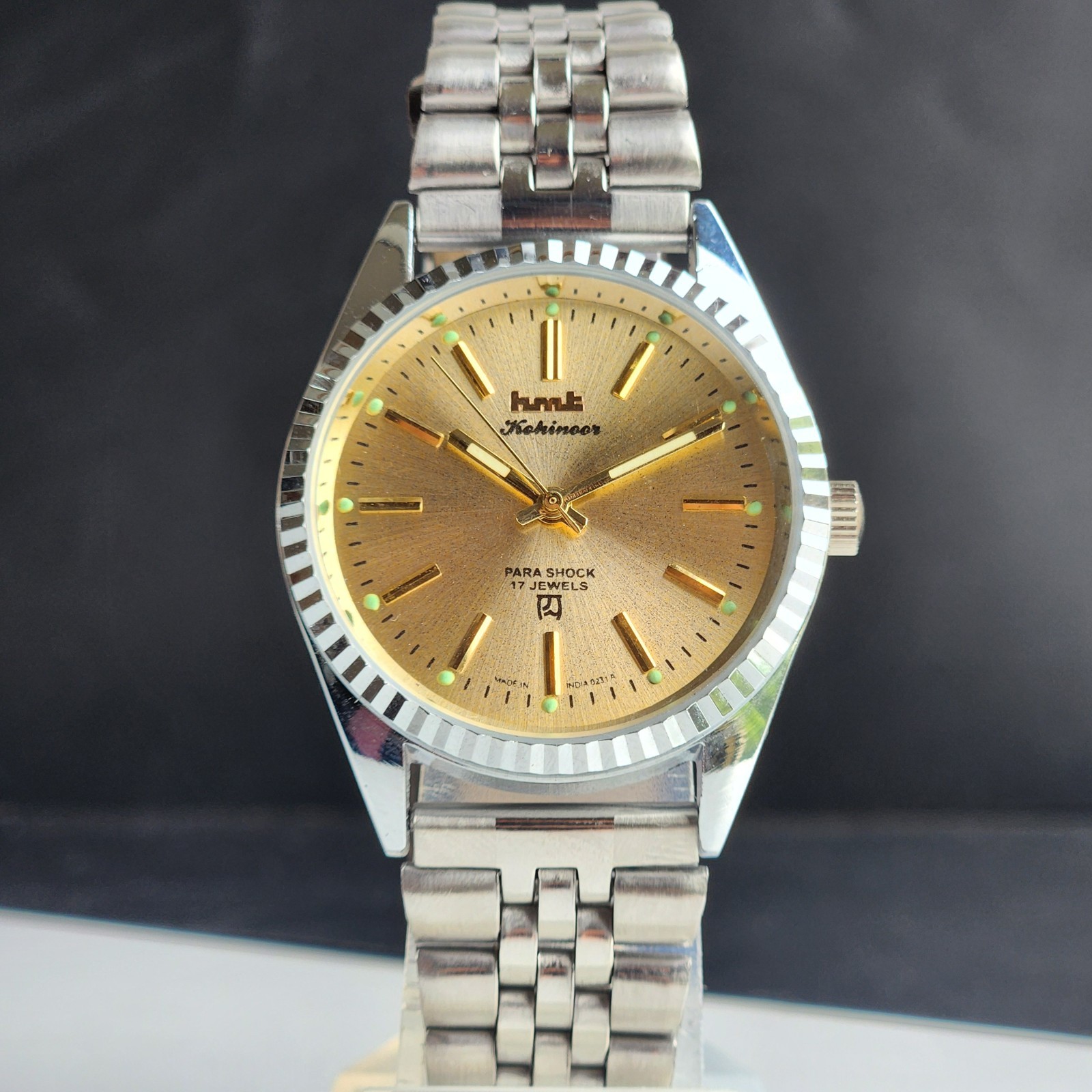 Vintage HMT Kohinoor Fluted Bezel Mechanical Hand Winding Wrist Watch A17