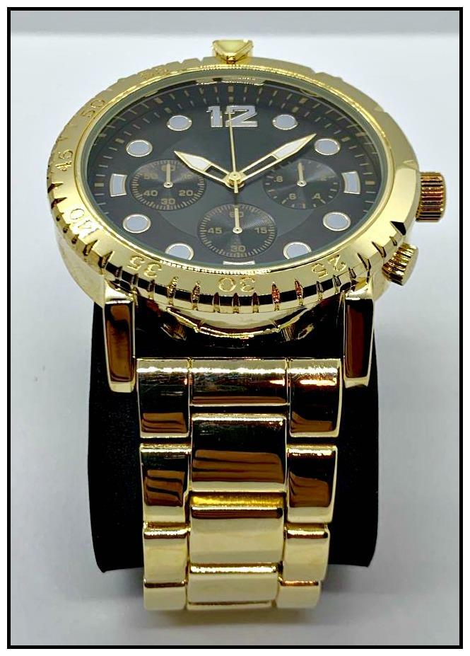 Men’s CLASSY ELEGANT DIVER Round Gold LUXURY Designer Fashion WRIST WATCH 51mm