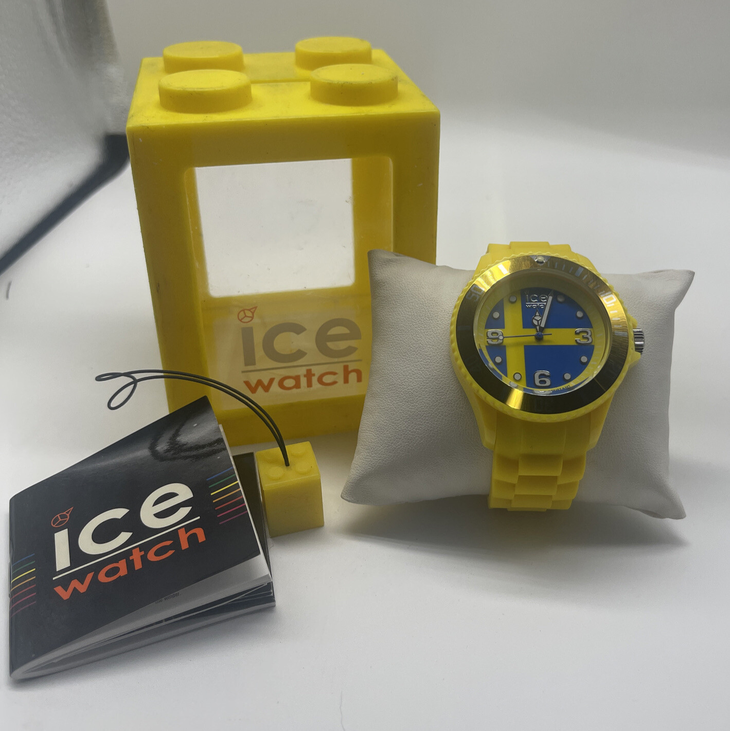 Rare 2012 Ice World Sweden Edition Big Unisex Yellow Blue Analogue Watch New