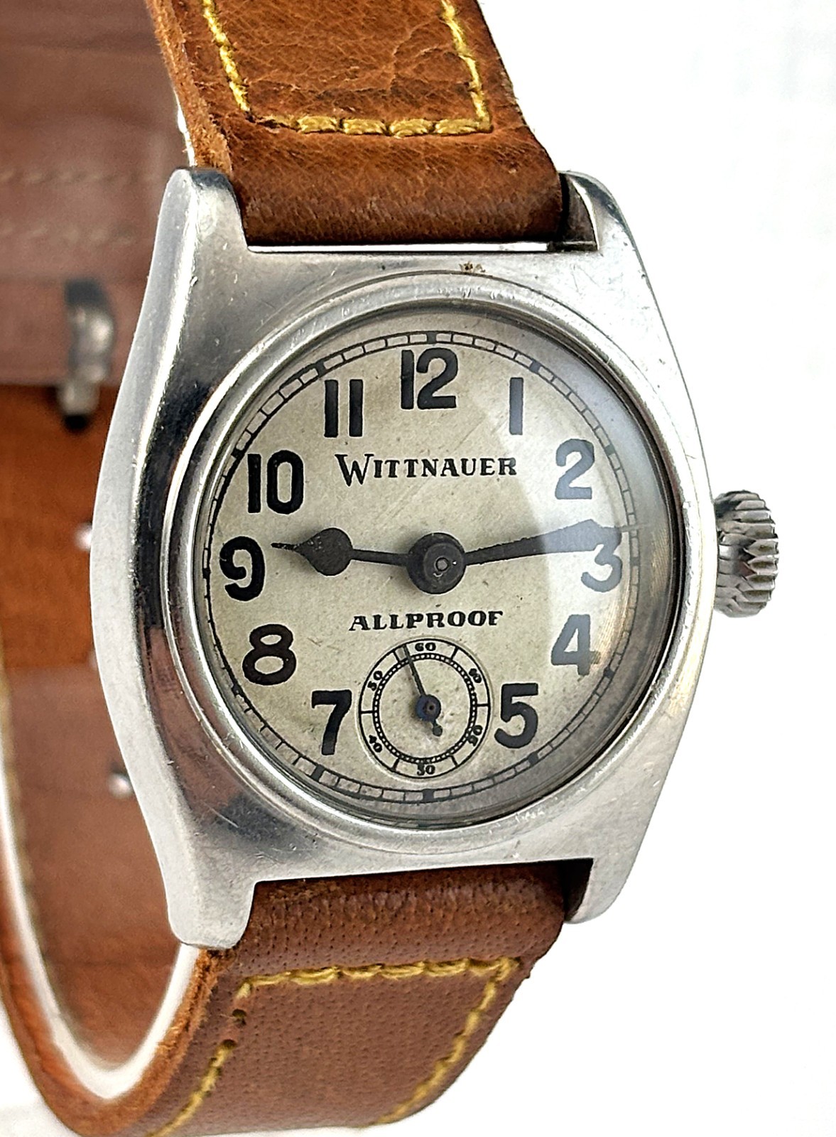 Vintage Wittnauer Allproof Contracid Stainless Steel Mens Watch Cal.56 7J 1940