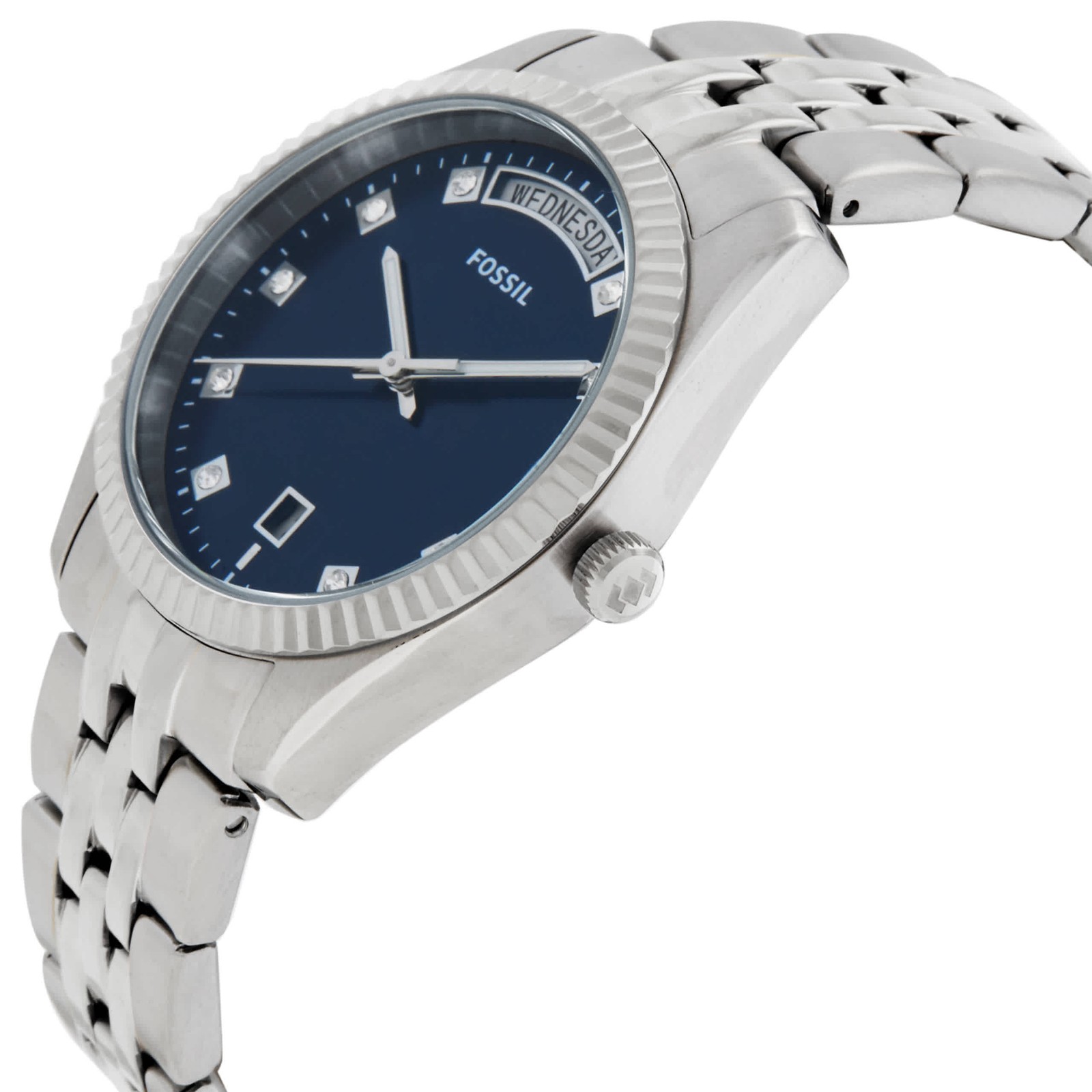 Fossil Scarlette Day-Date Quartz Blue Dial Ladies Watch ES5457