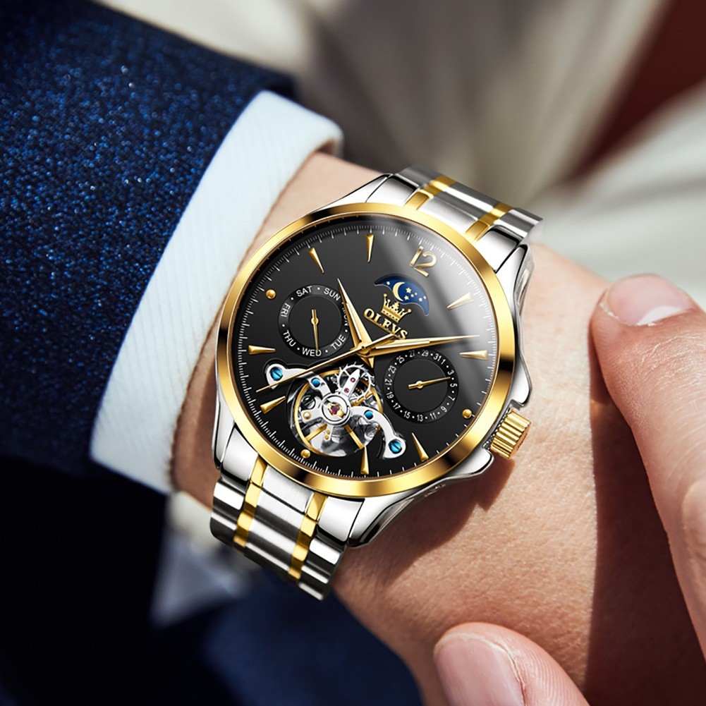 OLEVS 6663 Stylish Simple Multi-functiom Water Resistant Male Mechanical Watch