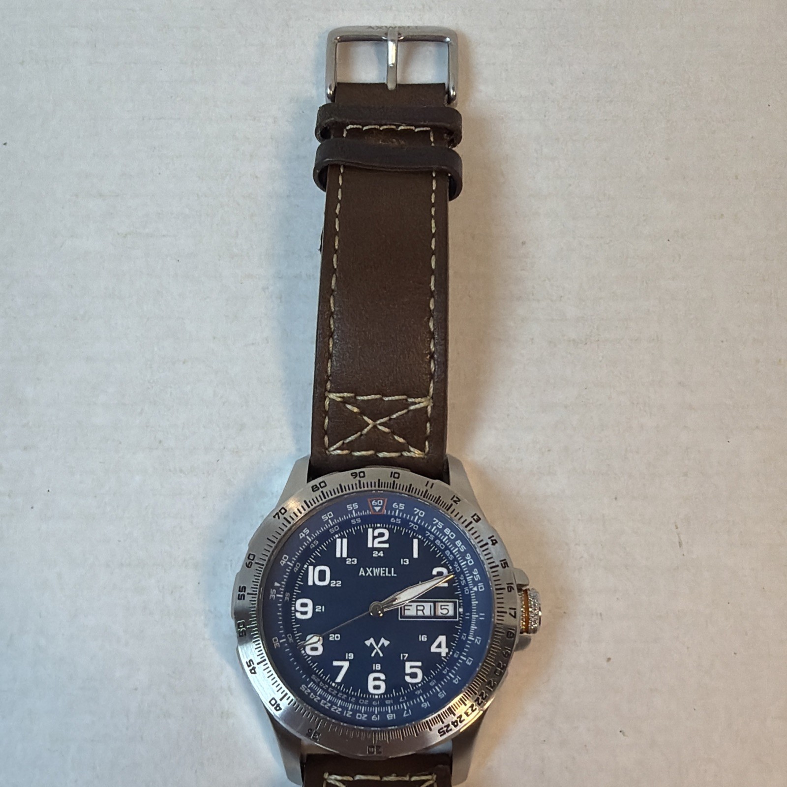 Axwell Blazer Leather Strap Watch – Brown/Navy + Additional Blue Leather Strap!!