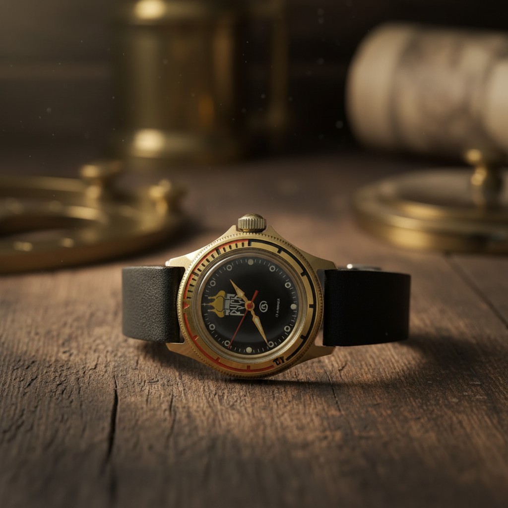 Vintage Vostok Komandirskie Rus Watch Men’s USSR Mechanical Diver Gold Tone 17J