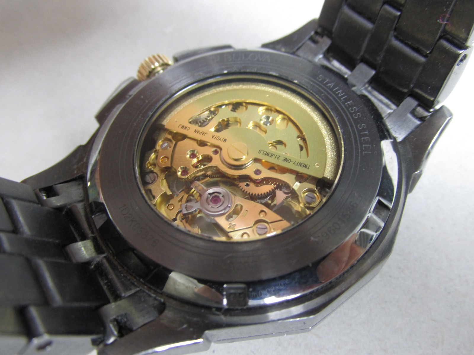 Bulova 98A293 Octava Automatic Gunmetal/Gold Skeleton Dial Men’s SS Watch