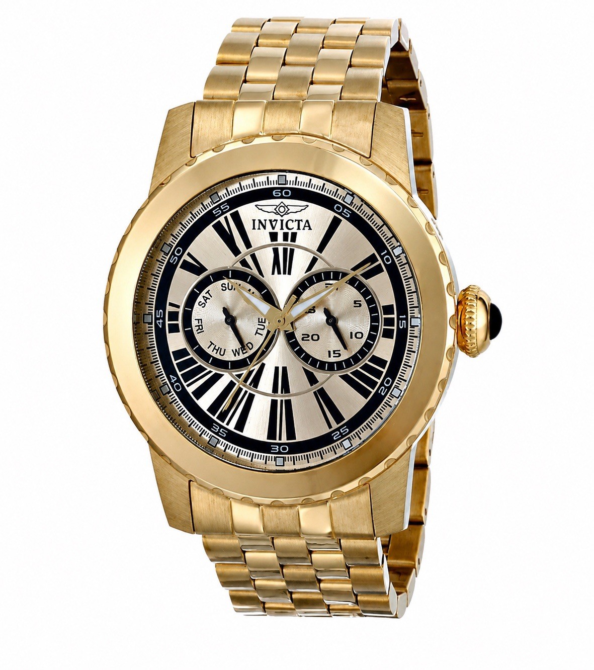 Invicta Specialty Men’s Quartz Day/Date Roman Dial 45mm Gold SS 100m