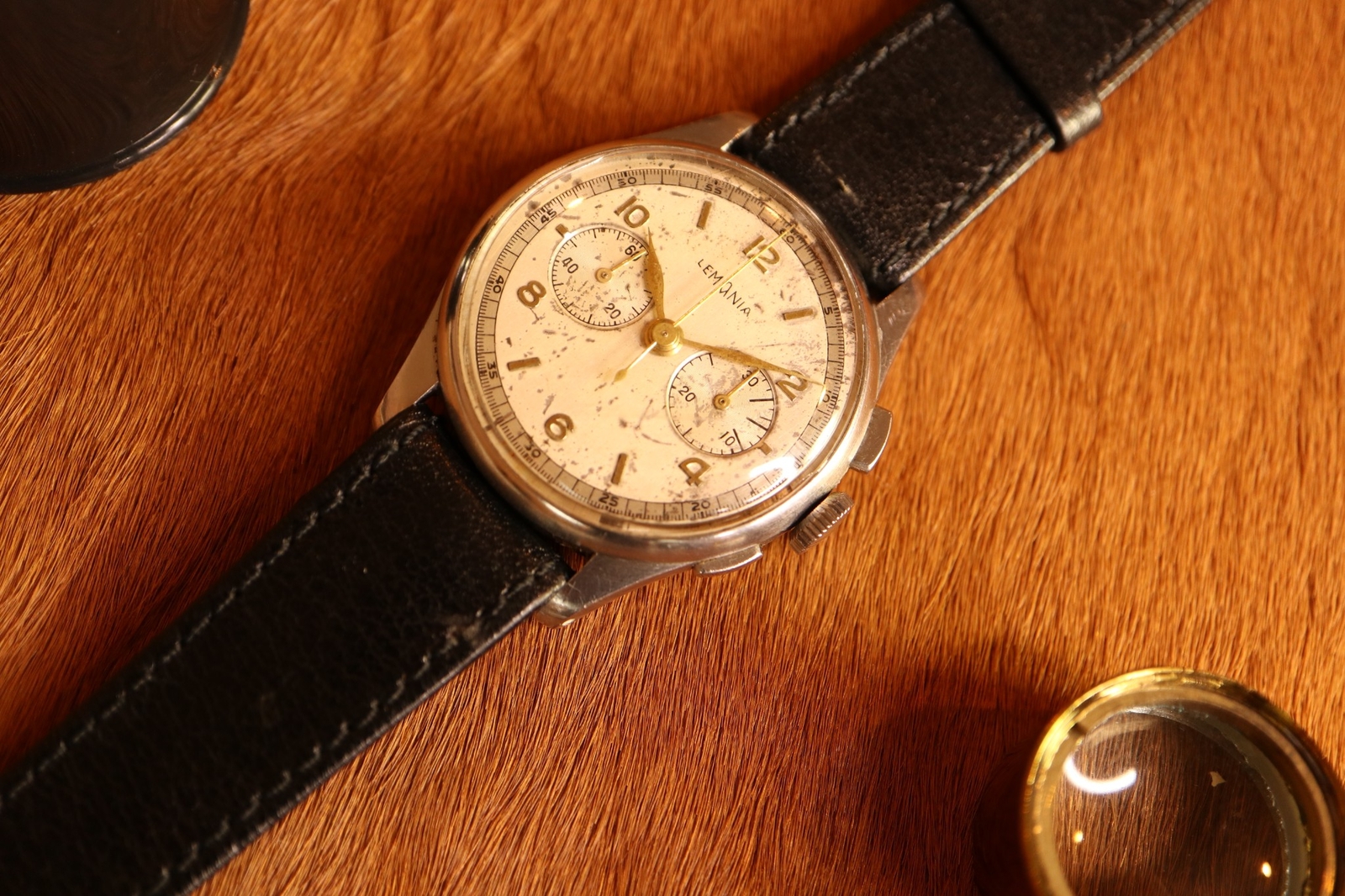 Serviced 1950s Vintage Officers Chronograph Lemania 1270 (320 / 321) Watch 35mm