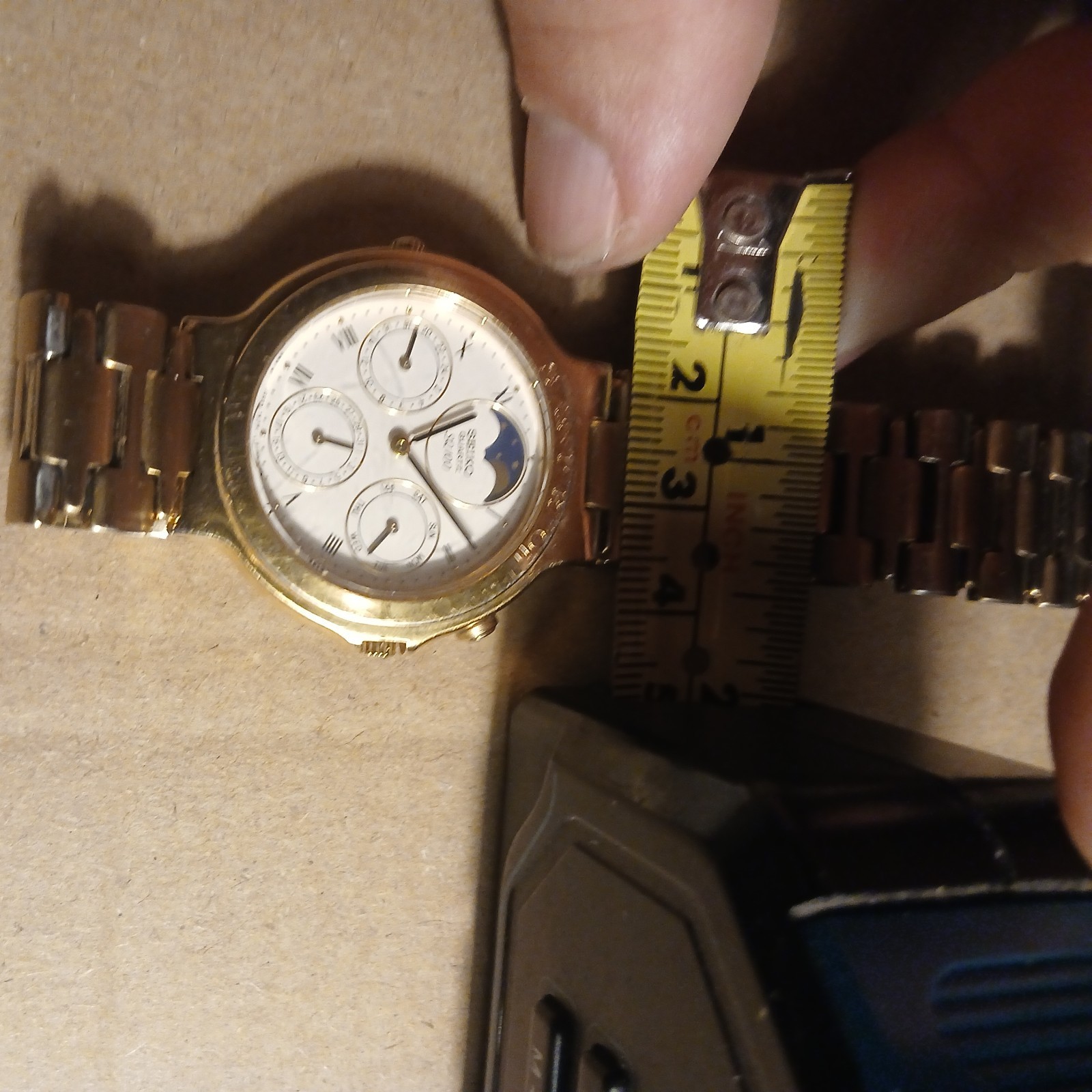 Seiko 7F38 6110 moonphase quartz watch working spares please see description