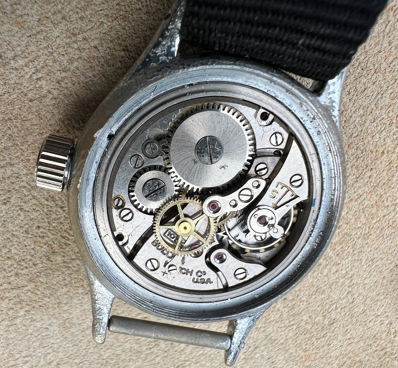 Vintage Bulova A-11 military watch WW2 10AKCH gilt black Hacks Serviced Works