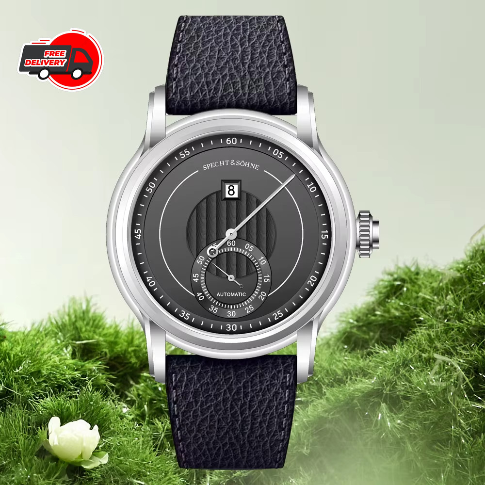 Specht & Söhne Men’s 39mm Jumping Hour Automatic Watch Sapphire Crystal Leather