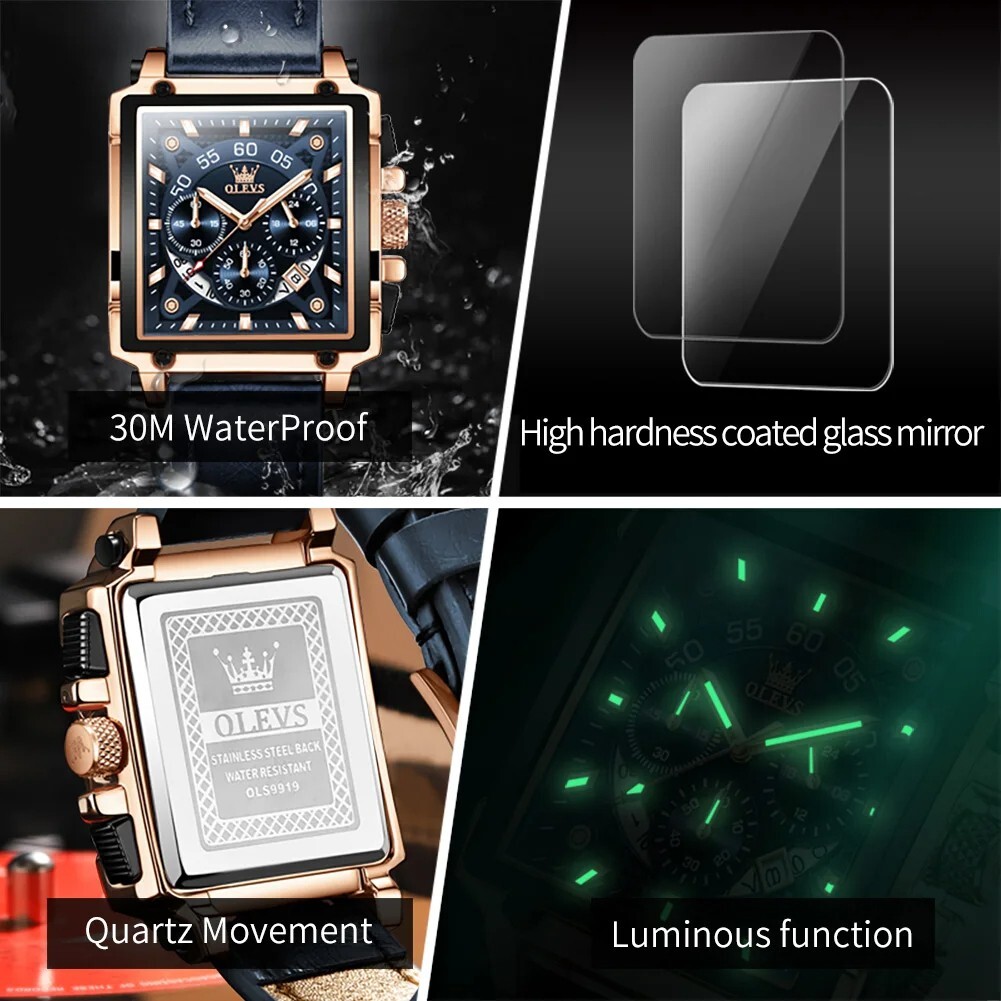 Waterproof Quartz Luminous Business Luxury OLEVS Men’s Men Watch Date Strap