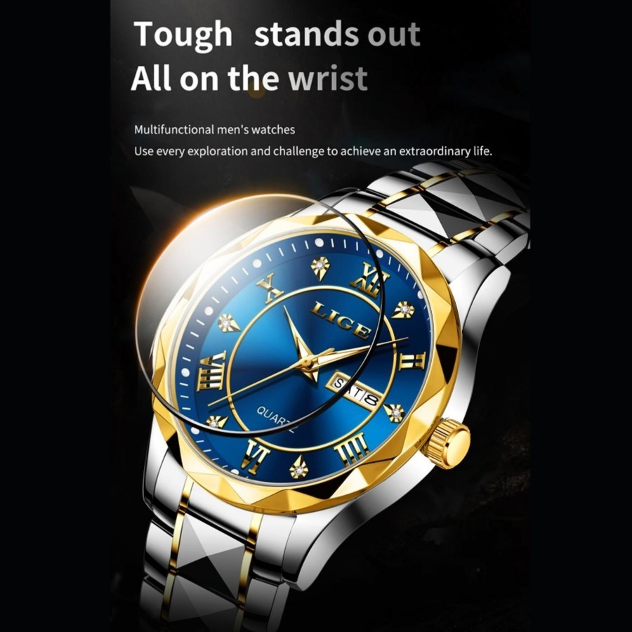 LIGE Men Watch Brand Luminous Steel Wristwatch Business Male Quartz Date Watches