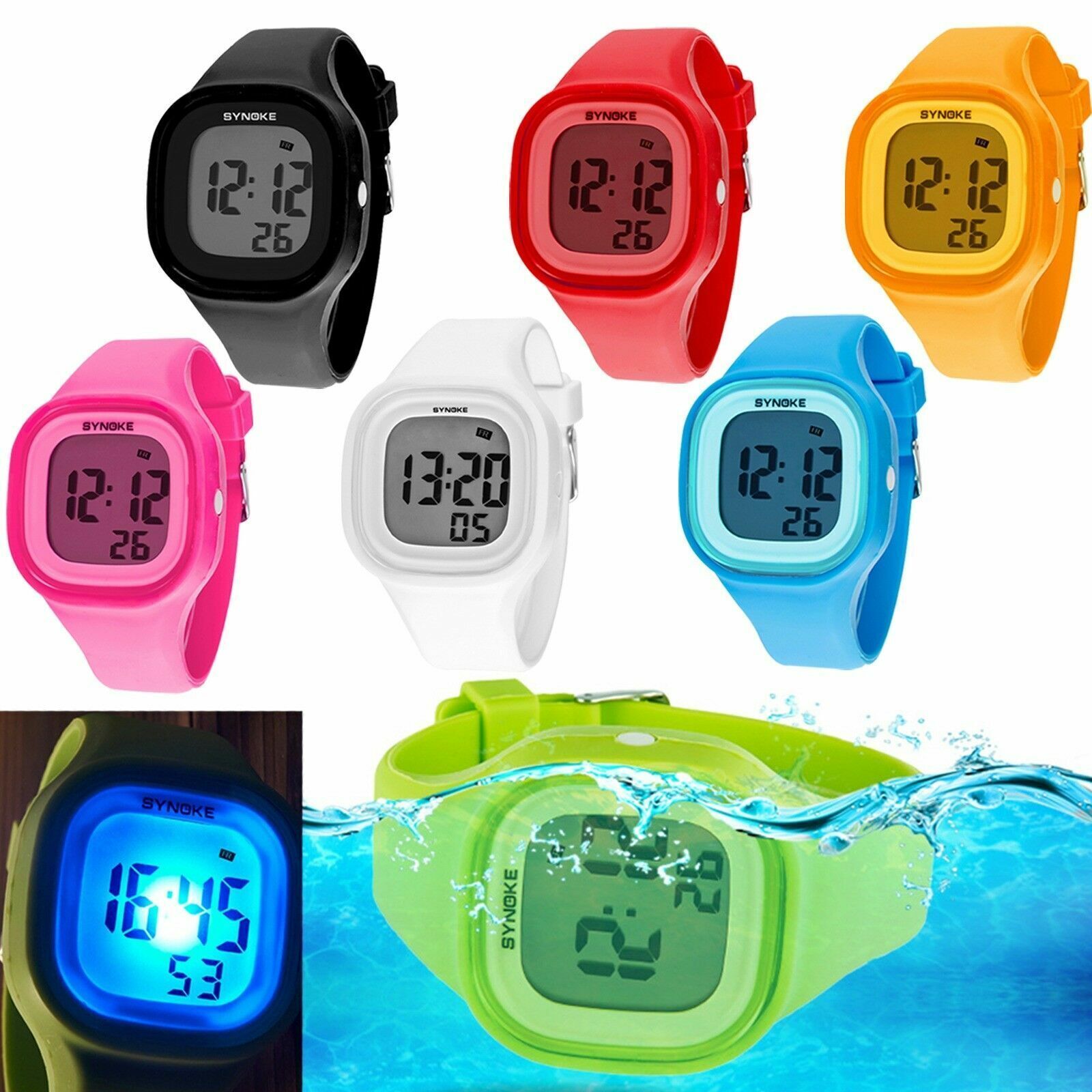 Men Women Digital Sports Watches LED Electron Waterproof Luminous Silicone Watch