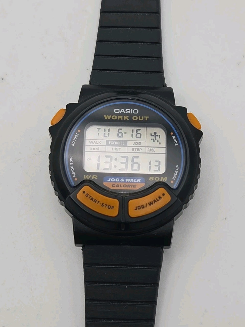 Vtg Casio JC-10 40mm Case Work Out Jog Walk Calorie Digital Watch New Batteries