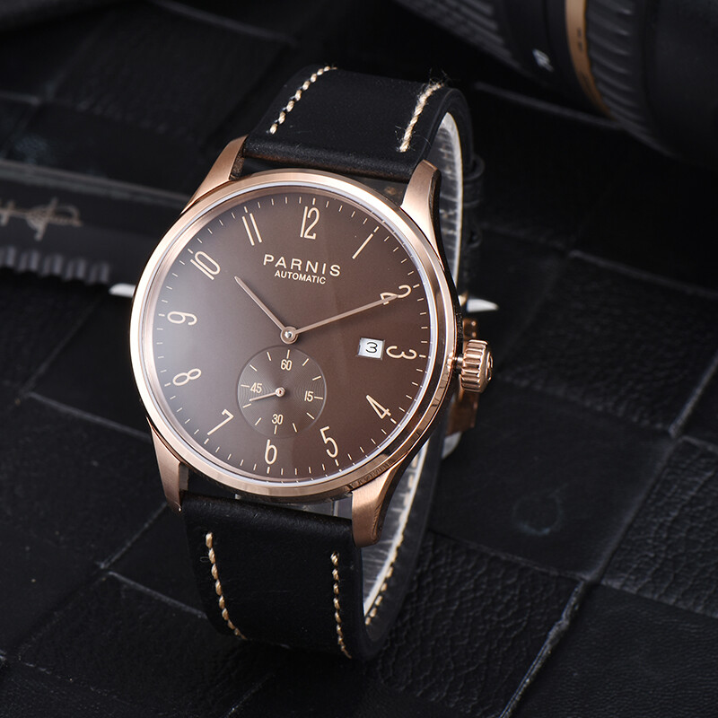 Parnis 41.5mm Automatic Movement Men’s Boys PVD Coated Casual Wristwatch
