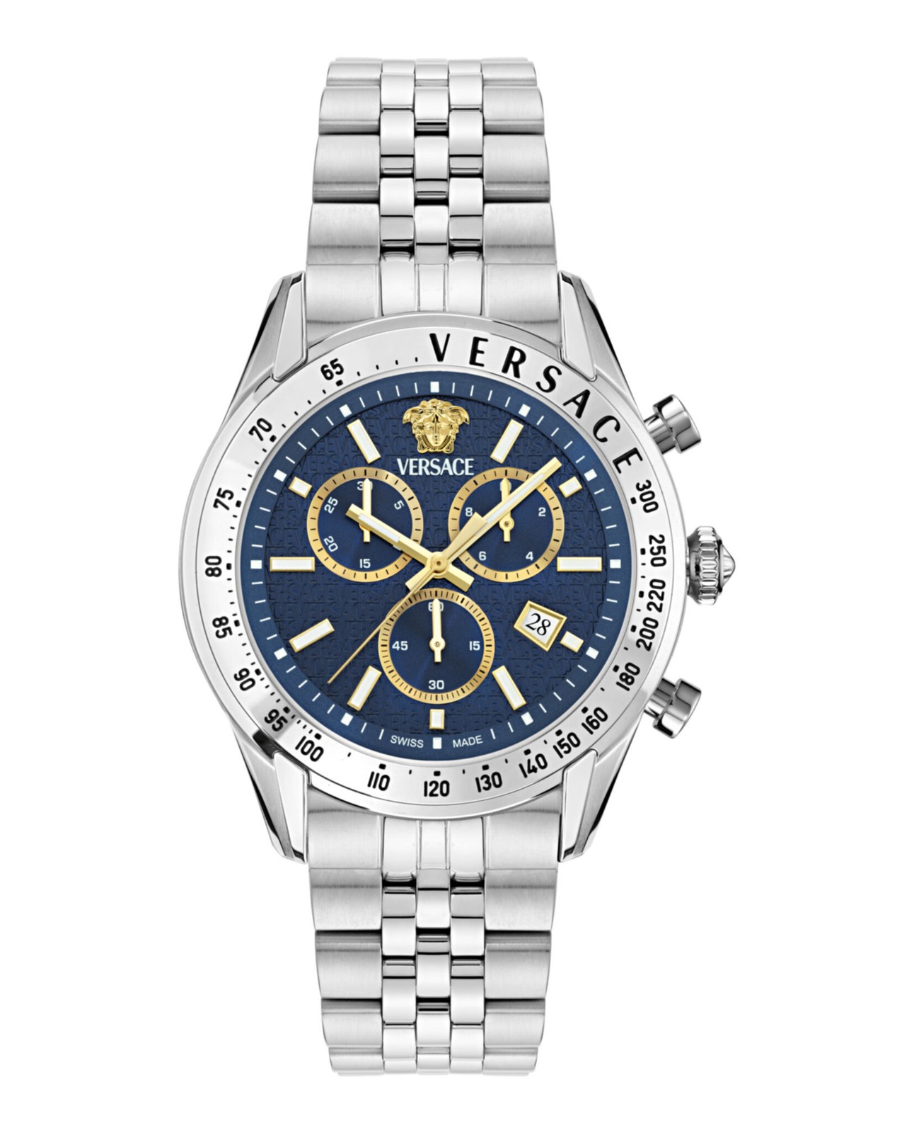 Versace Mens Stainless Steel 44mm Bracelet Fashion Watch