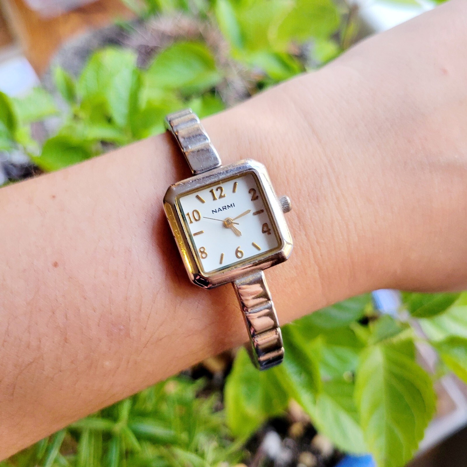 Classic Narmi Classic Silver & Gold Womens Womans Square Watch