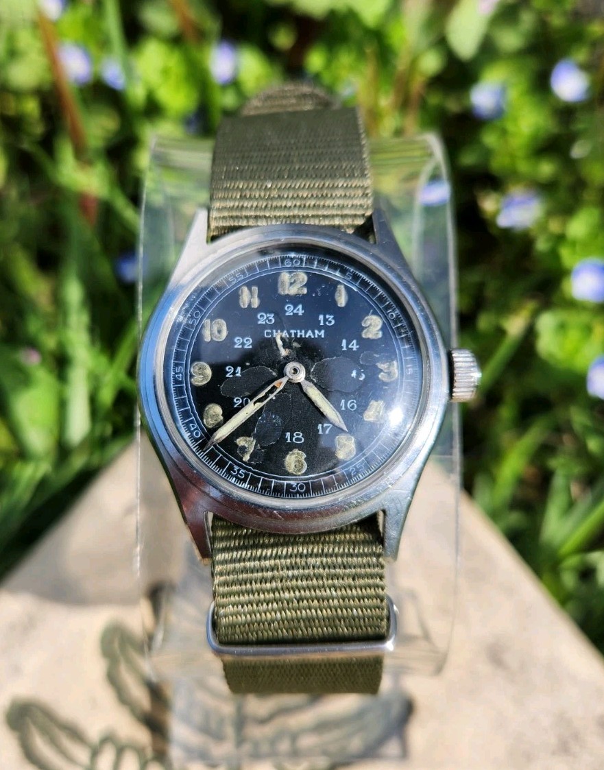 Vtg WWII Chatham Instrument Co. [ZENITH] Military Pilots Watch Men’s 33mm Black!