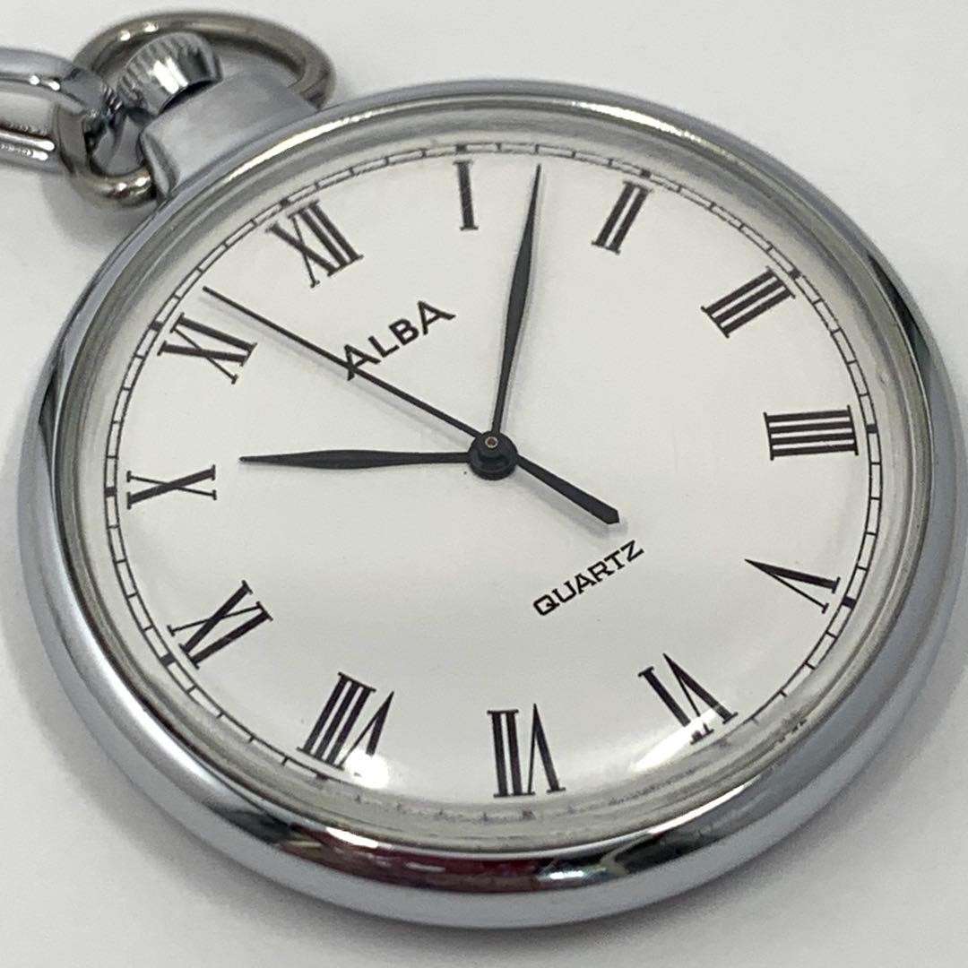 ☘️Battery replaced. 797 SEIKO ALBA Seiko Pocket Watch, Roman Numerals, White