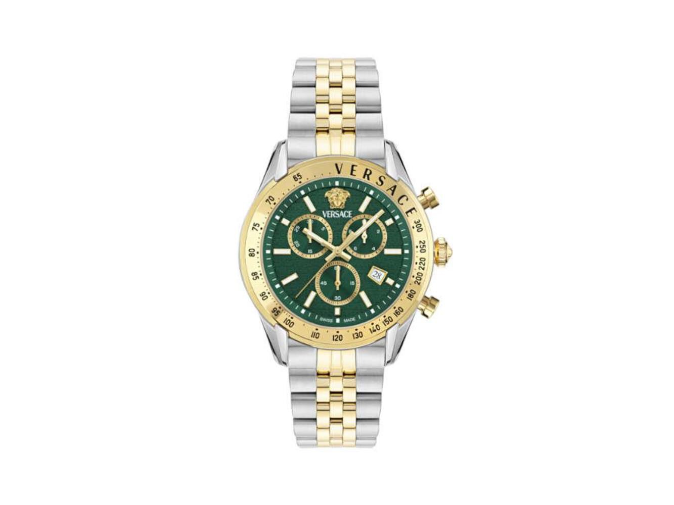 Versace Chrono Master Quartz Watch, PVD Gold, Green, 44 mm VE8R00524