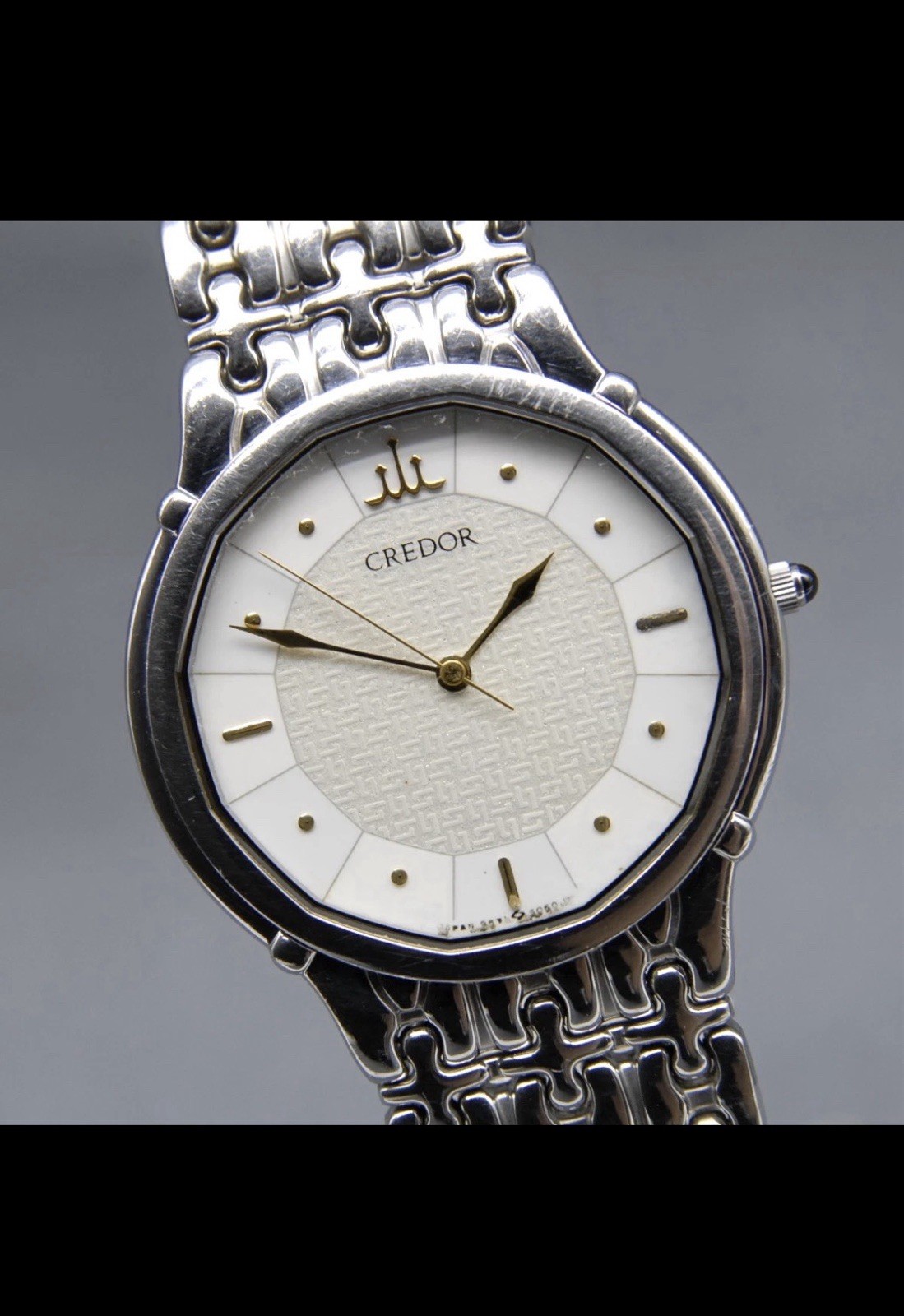 1990 [EXC+5] Vintage SEIKO Credor 9571-5050 32mm White Dial Silver QZ Mens Watch