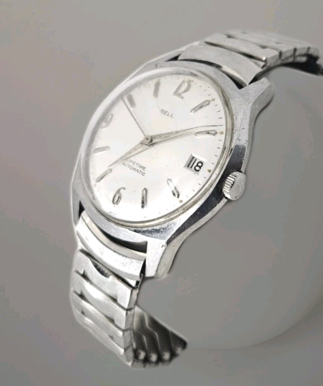 Vintage Rare Bell 17 Jewel Lifetime Automatic Mens Watch Art Deco With Date Runs